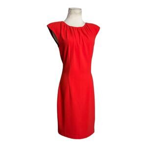 H&M strawberry red sleeveless sheath dress size 8